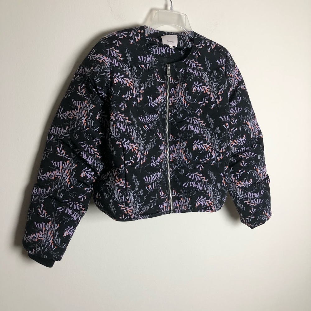Cinq a Sept Floral Puffer Bomber Cropped Jacket - Picture 6 of 15